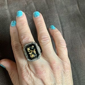 Chloe and Isabel Gilded Jet Statement Ring Size 8